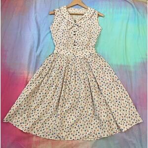 Vintage 40s 50s Novelty Hats Print Skirt Top Set Schoolgirl Rayon Sz S Easter